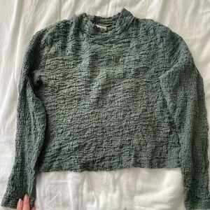 A New Day Textured Cropped Olive Top